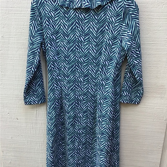 JMcLaughlin green and navy print wrap dress size small. - Picture 4 of 4